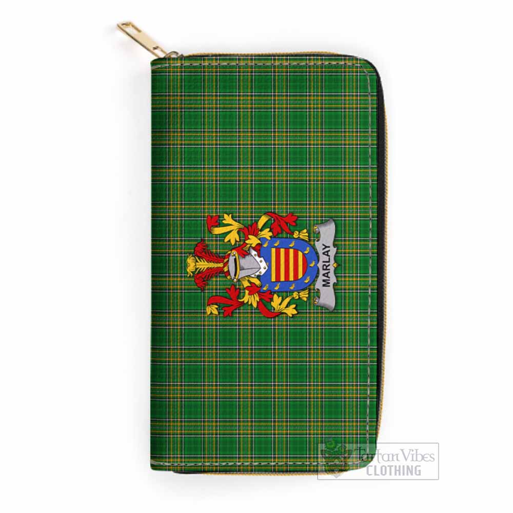 Tartan Vibes Clothing Marlay Irish Clan Tartan Women's Leather Wallet with Coat of Arms