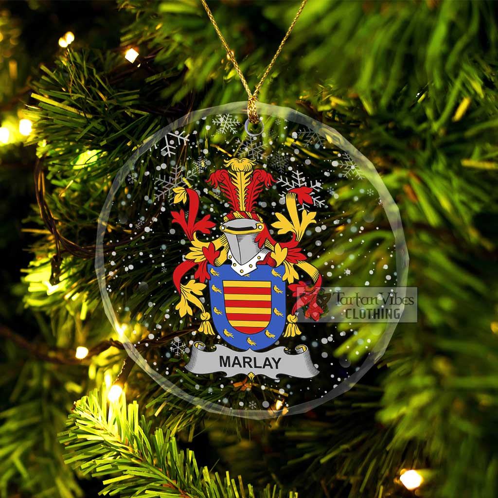 Marlay Irish Clan Christmas Glass Ornament with Coat of Arms Transparent Glass Circle - 2D-tartanvibesclothing