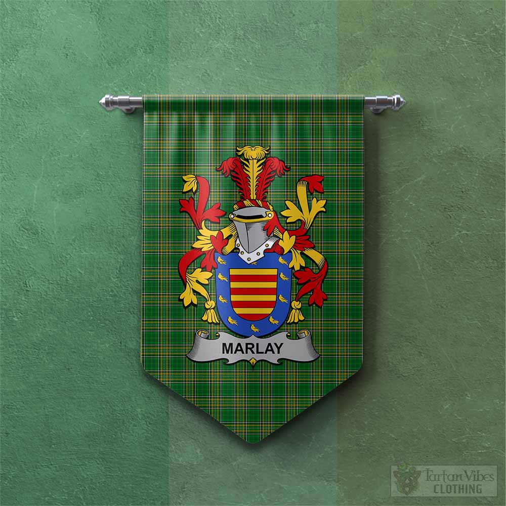 Tartan Vibes Clothing Marlay Irish Clan Tartan Gonfalon, Tartan Banner with Coat of Arms