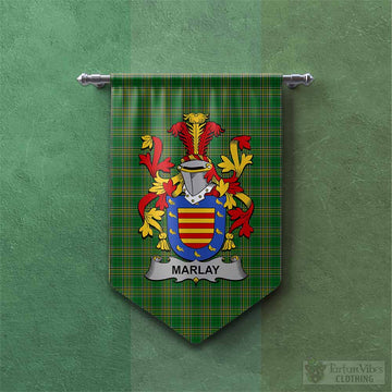 Marlay Irish Clan Tartan Gonfalon, Tartan Banner with Coat of Arms
