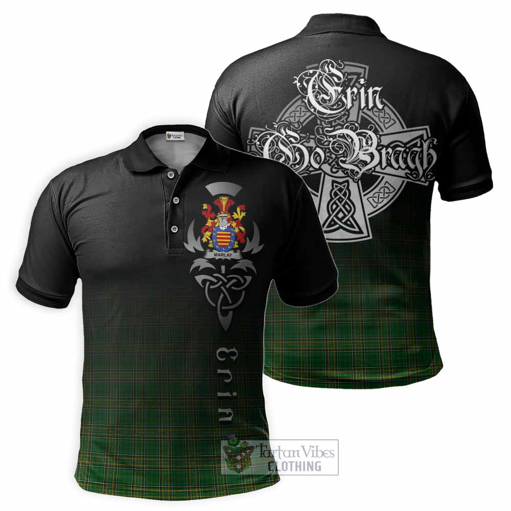 Tartan Vibes Clothing Marlay Irish Clan Polo Shirt with Coat of Arms Erin Go Bragh Celtic Inspired