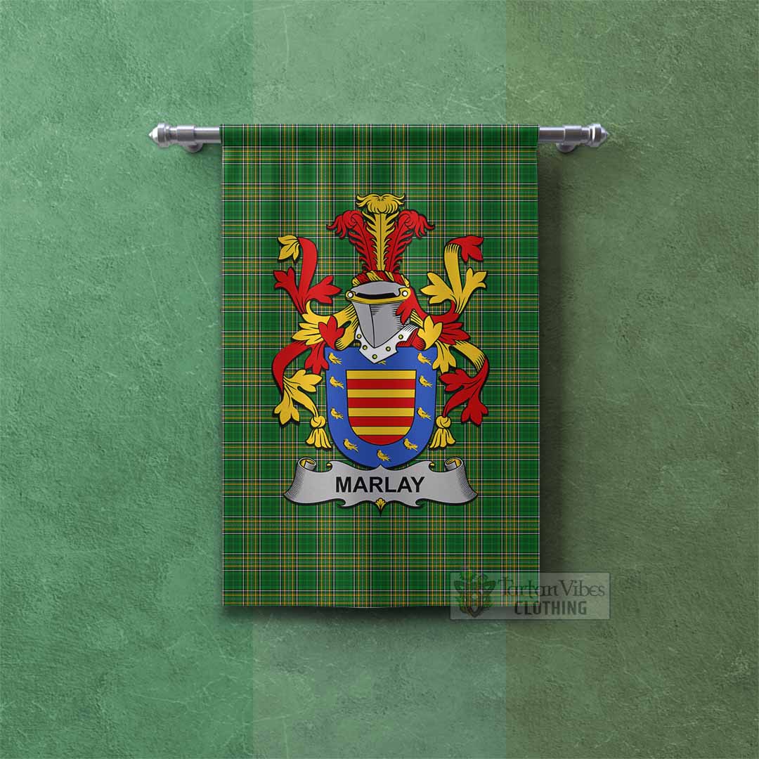 Tartan Vibes Clothing Marlay Irish Clan Tartan Gonfalon, Tartan Banner with Coat of Arms