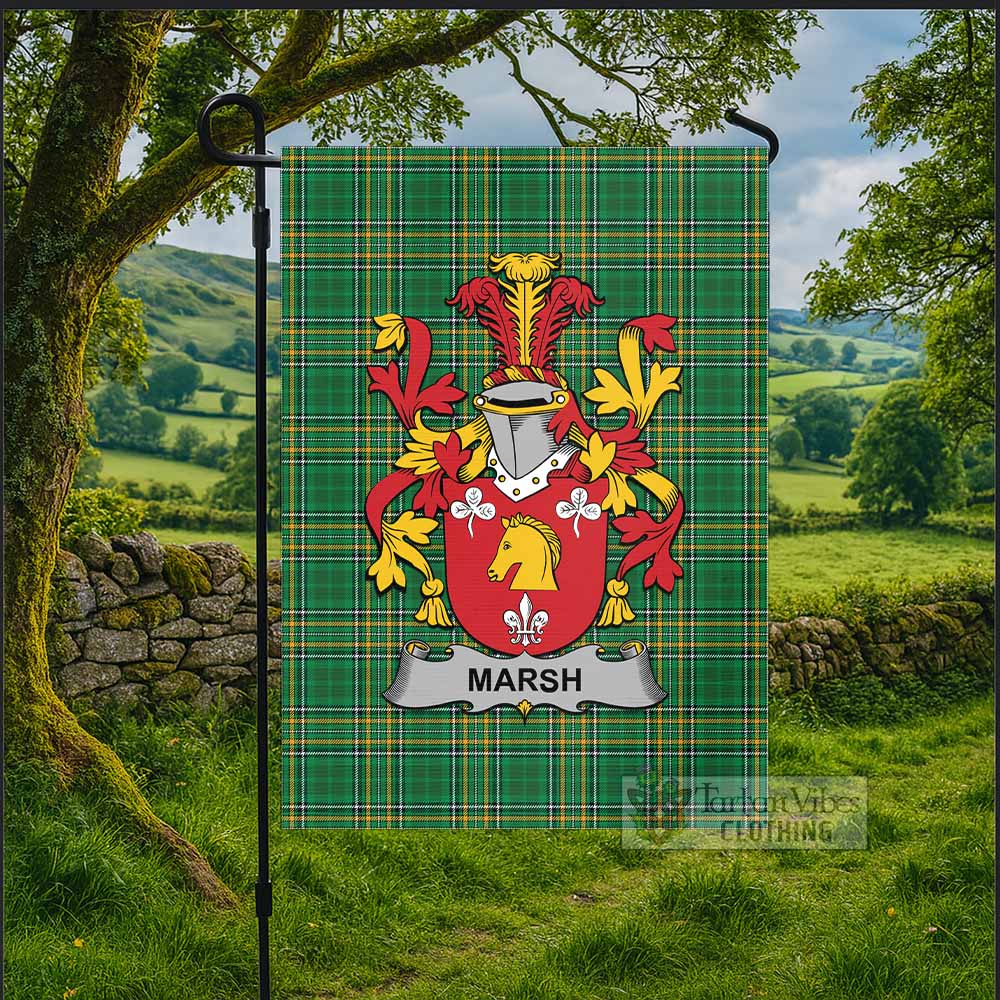 Marsh Irish Clan Tartan Flag with Coat of Arms