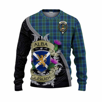 Marshall Tartan Family Crest Knitted Sweater Lion Rampant Royal Thistle Shield Celtic Inspired