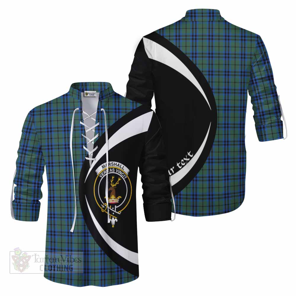 Tartan Vibes Clothing Marshall Tartan Ghillie Kilt Shirt with Family Crest Circle Style