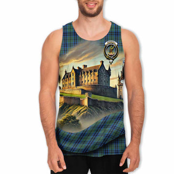 Marshall Tartan Family Crest Men's Tank Top with Scottish Ancient Castle Style
