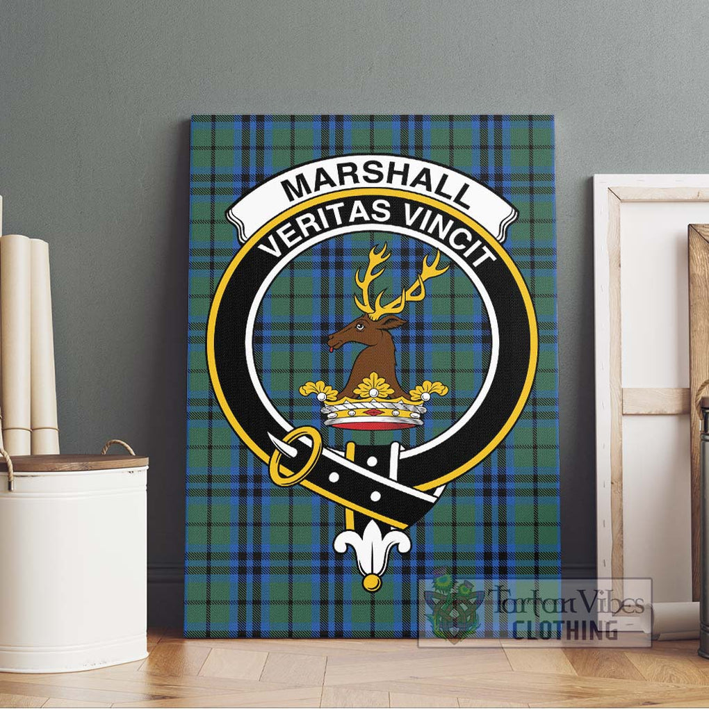 Marshall Tartan Canvas Print Wall Art with Family Crest Without Frame - Tartan Vibes Clothing