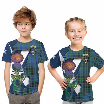 Marshall Tartan Family Crest Kid T-Shirt Scottish Thistle Celtic Inspired