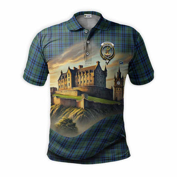 Marshall Tartan Family Crest Polo Shirt with Scottish Ancient Castle Style