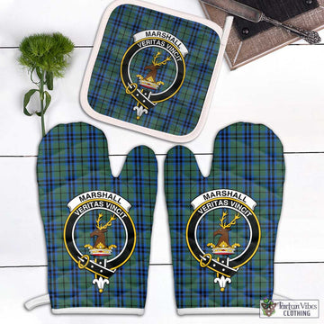 Marshall Tartan Combo Oven Mitt & Pot-Holder with Family Crest Combo 1 Oven Mitt & 1 Pot-Holder White - Tartan Vibes Clothing