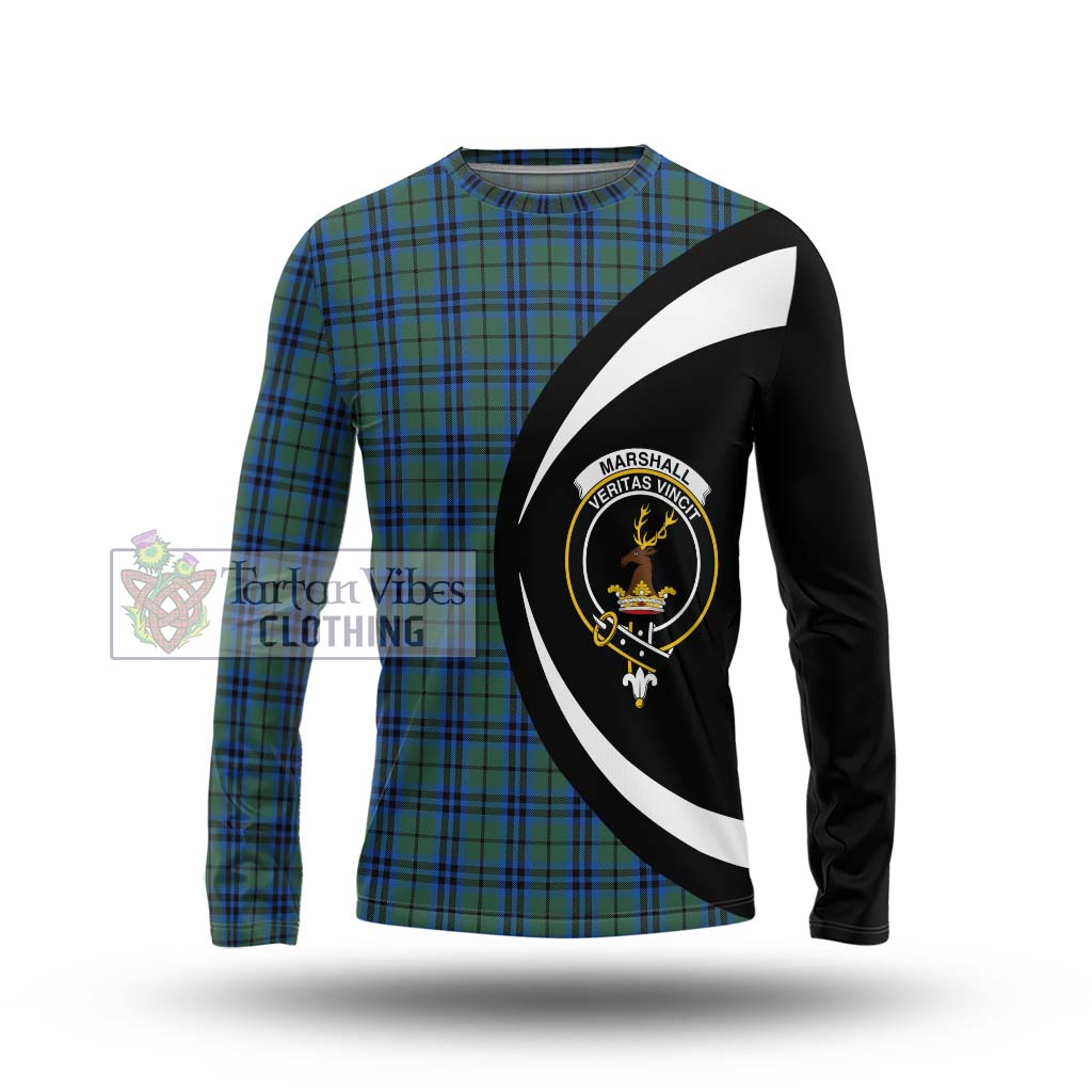 Marshall Tartan Long Sleeve T-Shirt with Family Crest Circle Style Unisex - Tartan Vibes Clothing