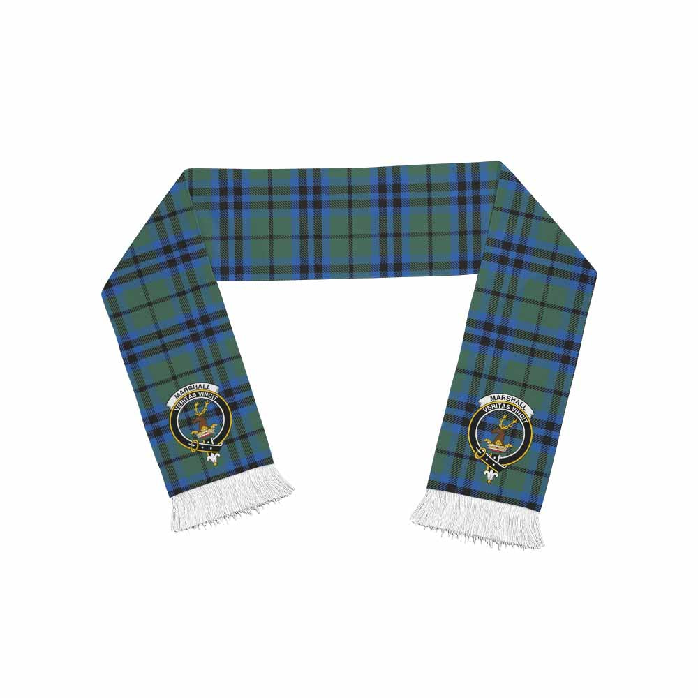 Marshall Tartan Ruffneck Scarf with Family Crest One Size 67.7*6.7 inches - Tartan Vibes Clothing
