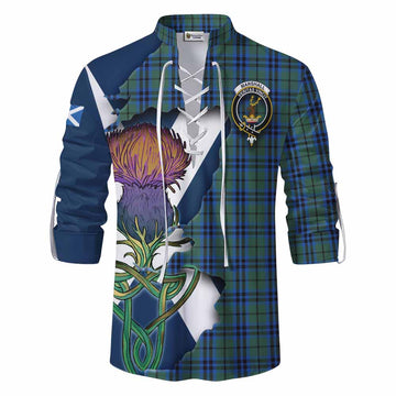 Tartan Vibes Clothing Marshall Tartan Family Crest Ghillie Kilt Shirt Scottish Thistle Celtic Inspired