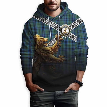 Marshall Crest Tartan Hoodie with Golden Lion Emblem Celtic Style