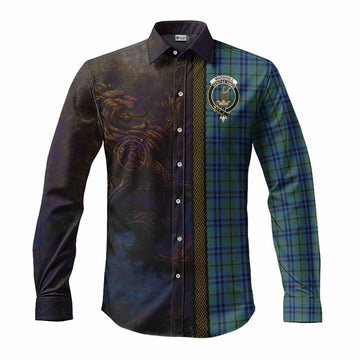 Marshall Tartan Family Crest Long Sleeve Button Shirt Alba Gu Brath Be Brave Lion Ancient Style