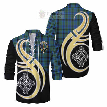 Tartan Vibes Clothing Marshall Tartan Ghillie Kilt Shirt with Family Crest and Celtic Symbol Style