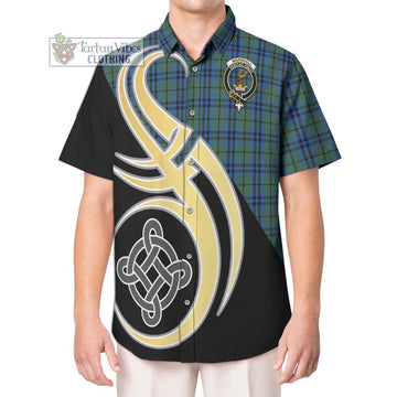 Marshall Tartan Hawaiian Shirt with Family Crest and Celtic Symbol Style