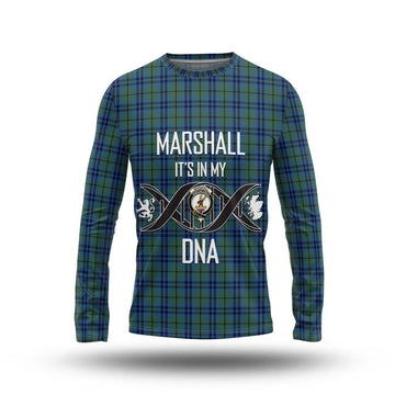 Marshall Tartan Long Sleeve T-Shirt with Family Crest DNA In Me Style Unisex - Tartanvibesclothing Shop