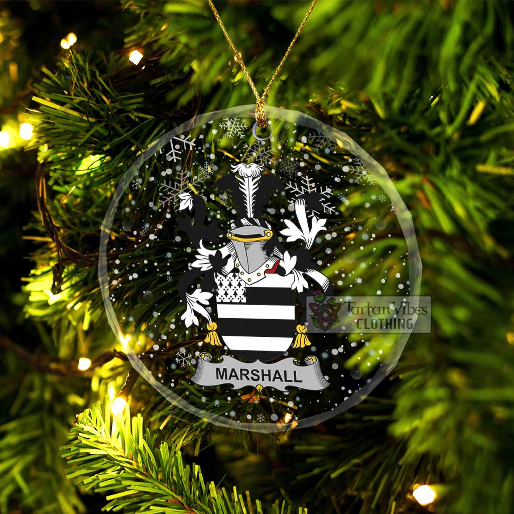 Marshall Irish Clan Christmas Glass Ornament with Coat of Arms Transparent Glass Circle - 2D-tartanvibesclothing