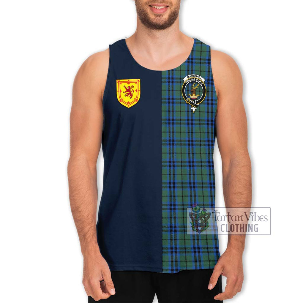 Tartan Vibes Clothing Marshall Tartan Men's Tank Top with Scottish Lion Royal Arm Half Style