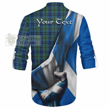 Tartan Vibes Clothing Marshall Tartan Ghillie Kilt Shirt with Family Crest Scotland Patriotic Style