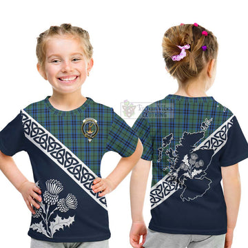 Tartan Vibes Clothing Marshall Tartan Kid T-Shirt Featuring Thistle and Scotland Map