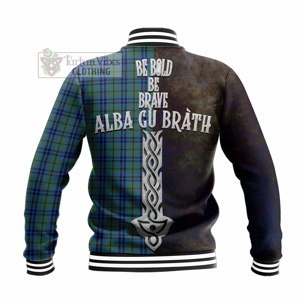 Tartan Vibes Clothing Marshall Tartan Family Crest Baseball Jacket Alba Gu Brath Be Brave Lion Ancient Style