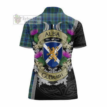 Marshall Tartan Family Crest Women's Polo Shirt Lion Rampant Royal Thistle Shield Celtic Inspired