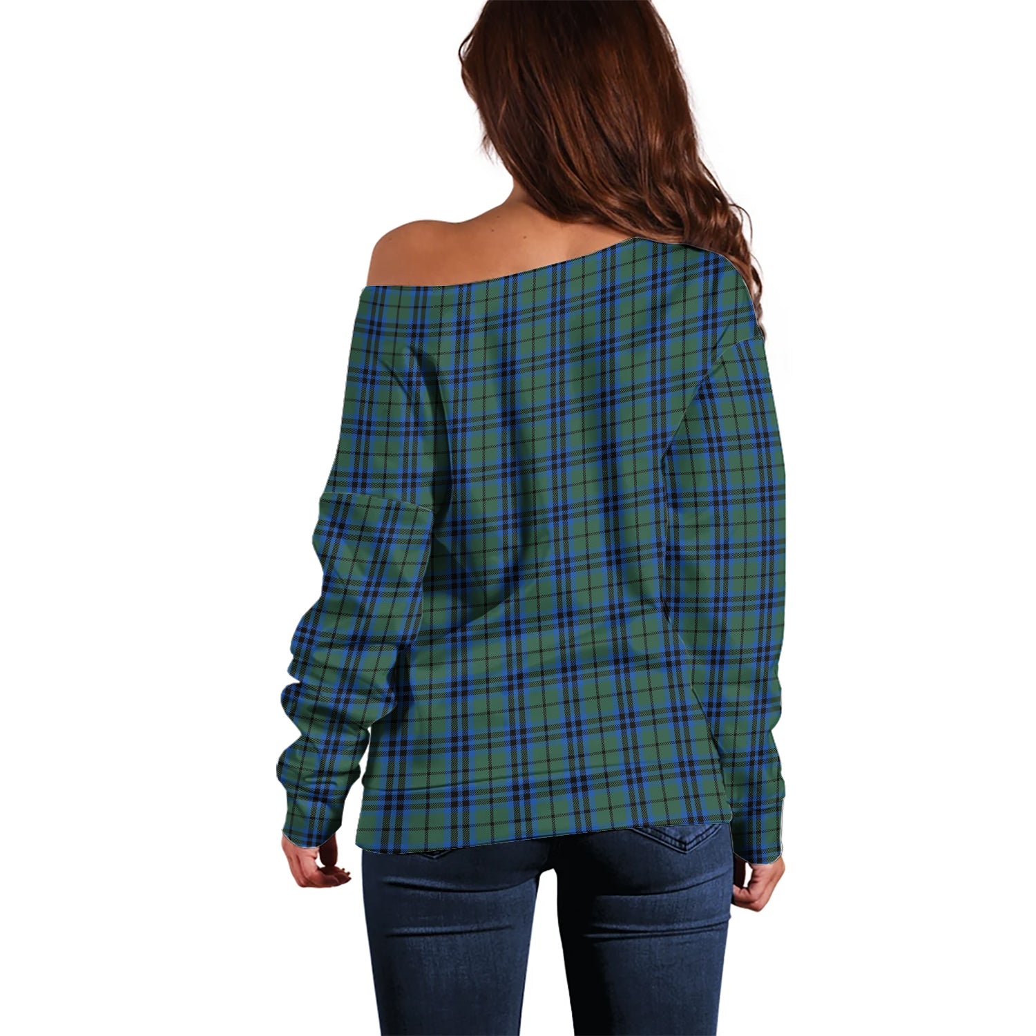 Marshall Tartan Off Shoulder Women Sweater - Tartanvibesclothing