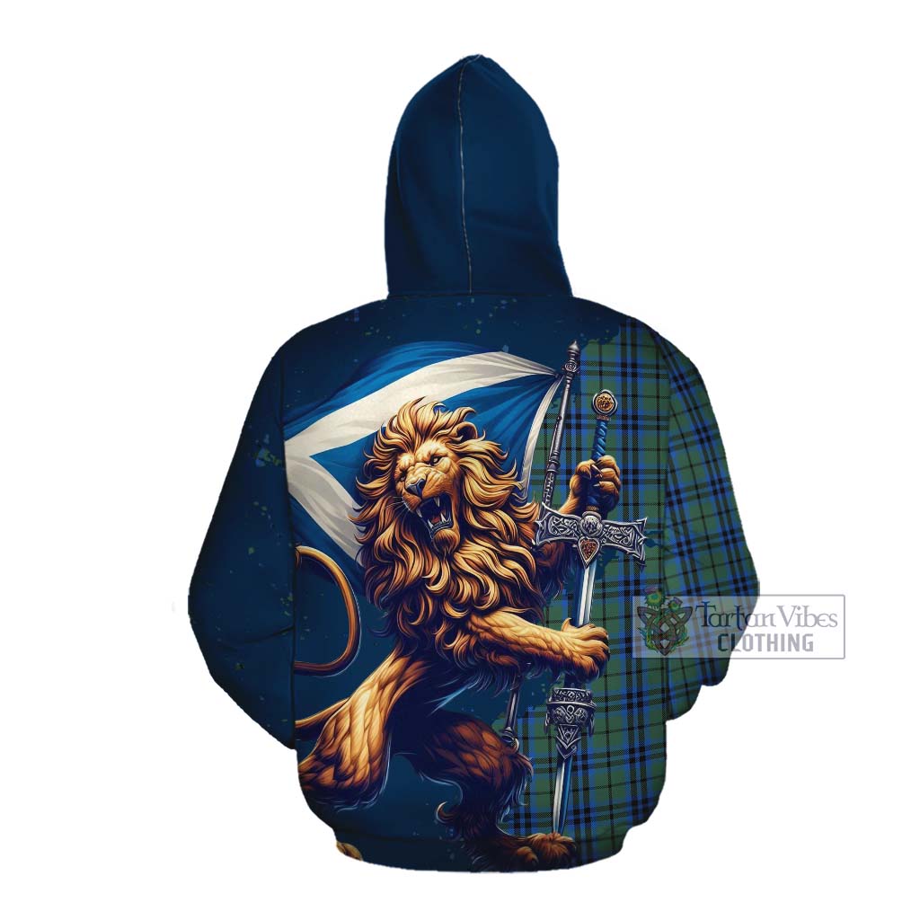 Tartan Vibes Clothing Marshall Tartan Family Crest Cotton Hoodie with Scottish Majestic Lion