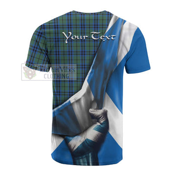 Marshall Tartan Cotton T-shirt with Family Crest Scotland Patriotic Style