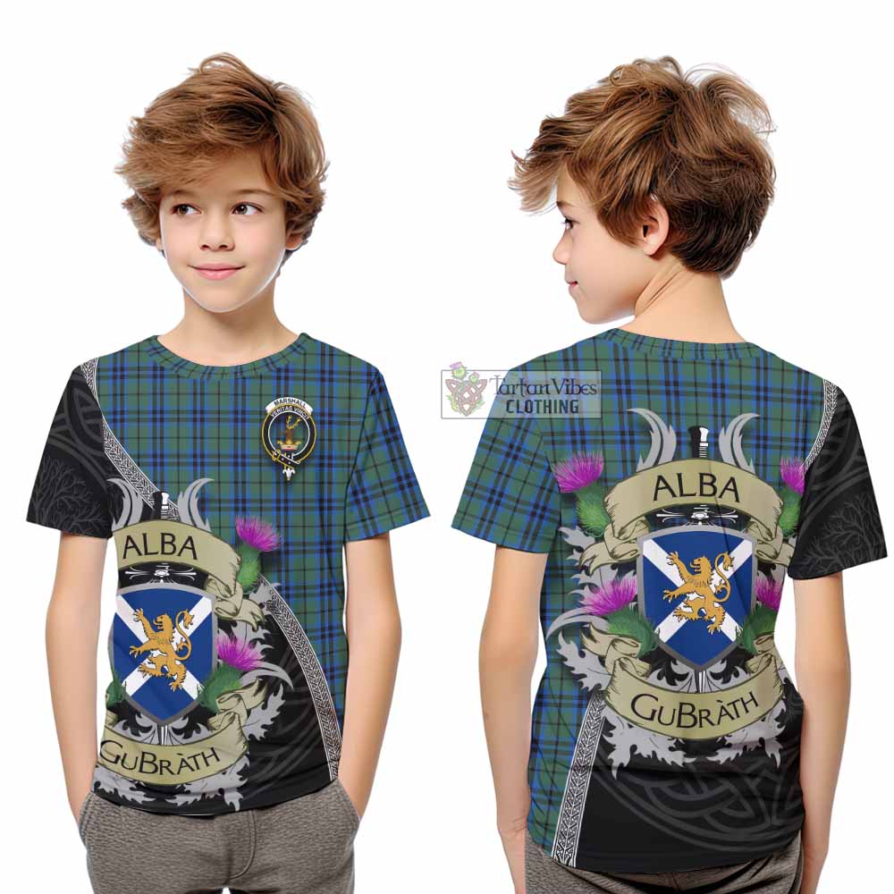 Tartan Vibes Clothing Marshall Tartan Family Crest Kid T-Shirt Lion Rampant Royal Thistle Shield Celtic Inspired