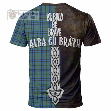 Tartan Vibes Clothing Marshall Tartan Family Crest T-Shirt Alba Gu Brath Be Brave Lion Ancient Style