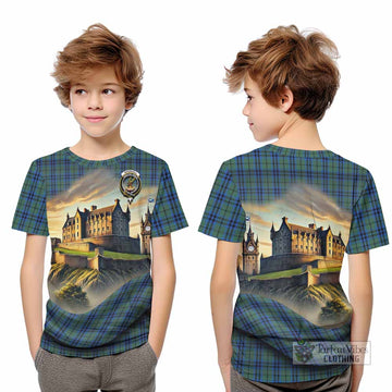 Marshall Tartan Family Crest Kid T-Shirt with Scottish Ancient Castle Style