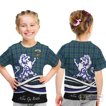 Marshall Tartan Kid T-Shirt with Alba Gu Brath Regal Lion Emblem - Tartanvibesclothing Shop