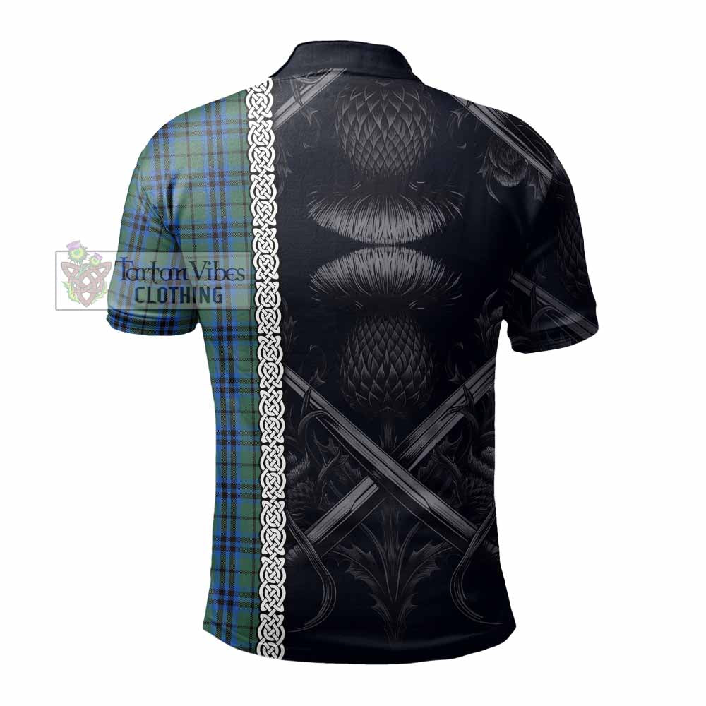 Tartan Vibes Clothing Marshall Tartan Polo Shirt with Family Crest Cross Sword Thistle Celtic Vibes