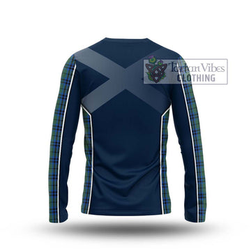 Marshall Tartan Long Sleeve T-Shirt with Family Crest and Lion Rampant Vibes Sport Style - Tartan Vibes Clothing