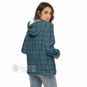 Marshall Tartan Women's Borg Fleece Hoodie with Half Zip with Family Crest