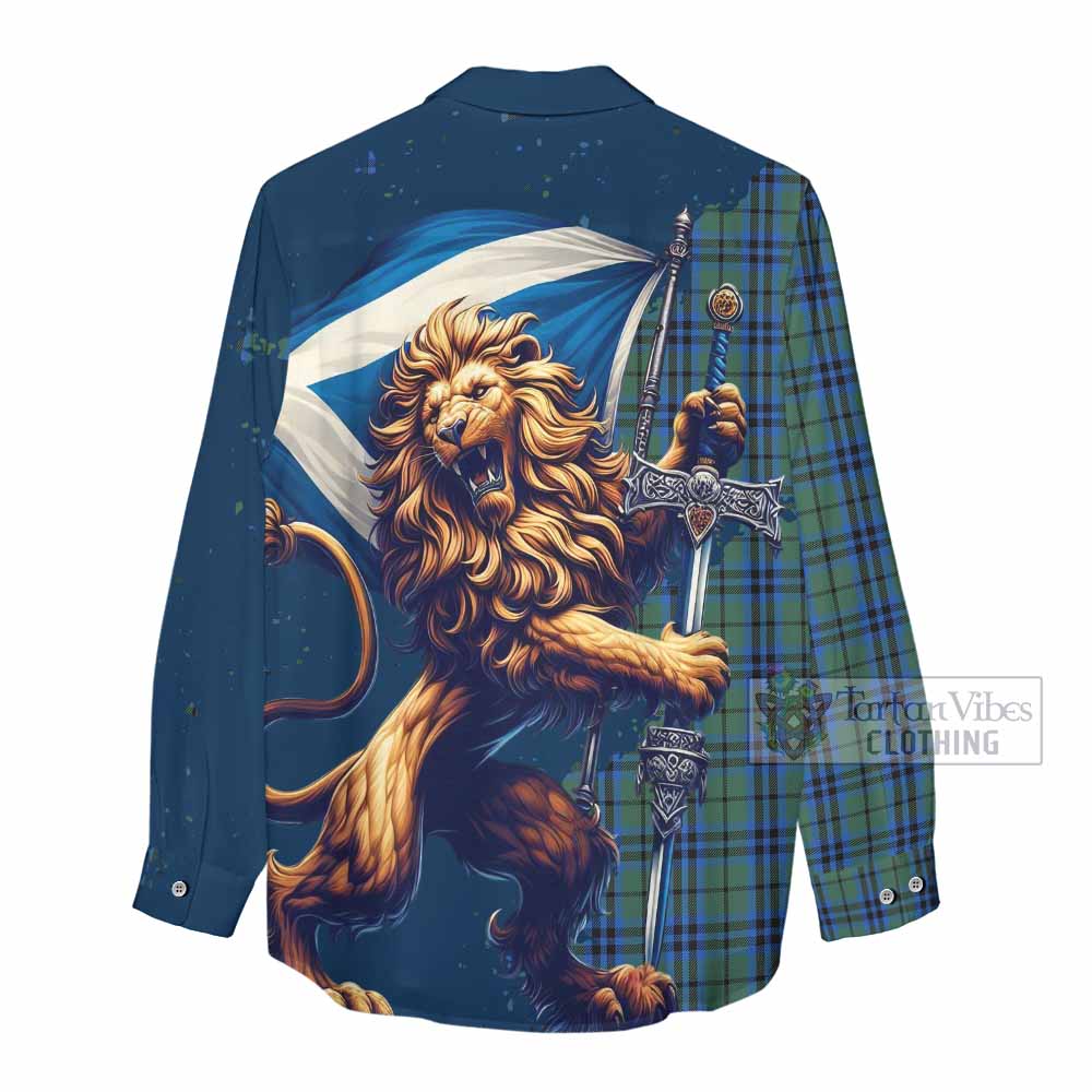 Tartan Vibes Clothing Marshall Tartan Family Crest Women's Casual Shirt with Scottish Majestic Lion