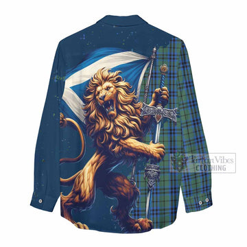 Tartan Vibes Clothing Marshall Tartan Family Crest Women's Casual Shirt with Scottish Majestic Lion