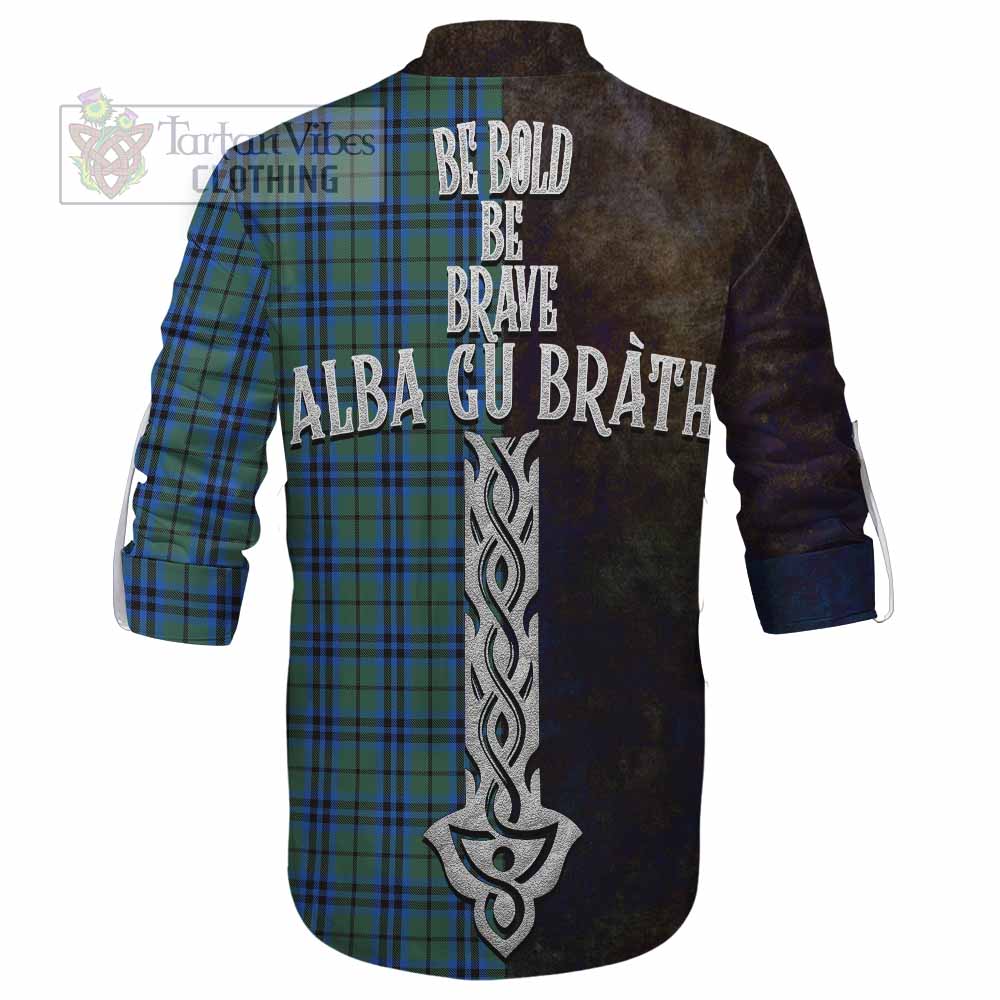Tartan Vibes Clothing Marshall Tartan Family Crest Ghillie Kilt Shirt Alba Gu Brath Be Brave Lion Ancient Style