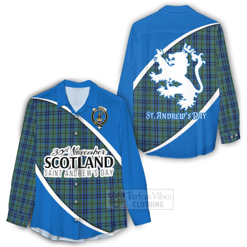Tartan Vibes Clothing Marshall Family Crest Tartan Women's Casual Shirt Celebrate Saint Andrew's Day in Style