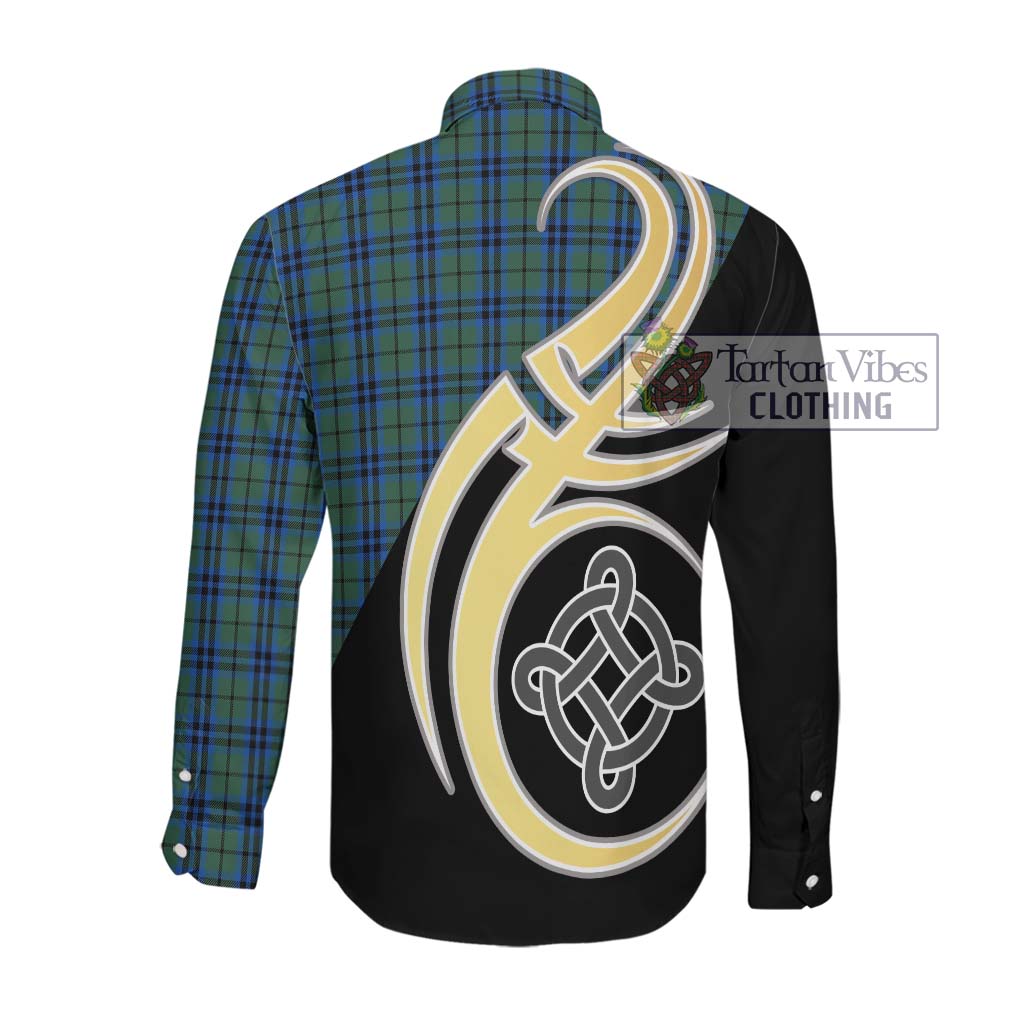 Marshall Tartan Long Sleeve Button Shirt with Family Crest and Celtic Symbol Style Men's Shirt - Tartan Vibes Clothing