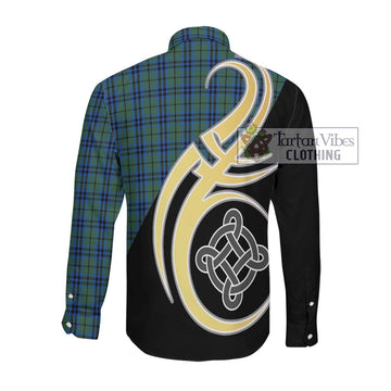 Marshall Tartan Long Sleeve Button Shirt with Family Crest and Celtic Symbol Style