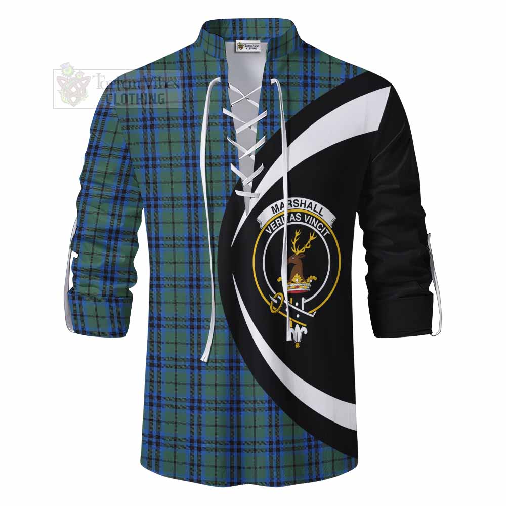 Tartan Vibes Clothing Marshall Tartan Ghillie Kilt Shirt with Family Crest Circle Style