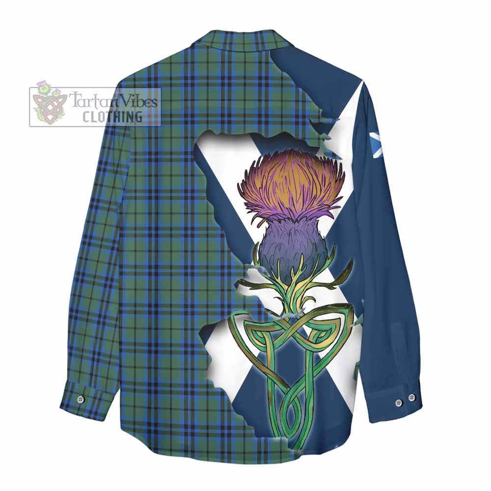 Tartan Vibes Clothing Marshall Tartan Family Crest Women's Casual Shirt Scottish Thistle Celtic Inspired