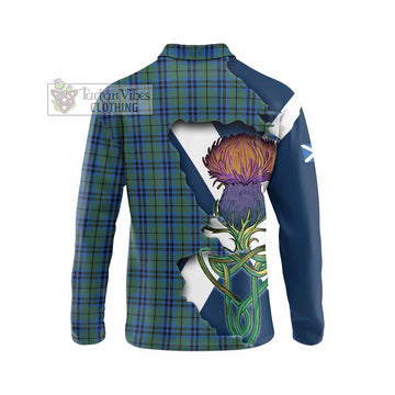 Marshall Tartan Family Crest Long Sleeve Polo Shirt Scottish Thistle Celtic Inspired