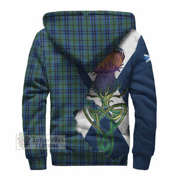 Marshall Tartan Family Crest Sherpa Hoodie Scottish Thistle Celtic Inspired
