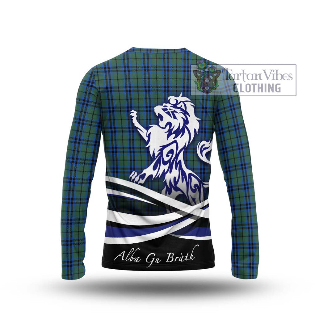 Marshall Tartan Long Sleeve T-Shirt with Alba Gu Brath Regal Lion Emblem - Tartanvibesclothing Shop