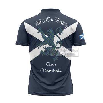 Tartan Vibes Clothing Marshall Tartan Lion Rampant Zipper Polo Shirt – Proudly Display Your Heritage with Alba Gu Brath and Clan Name
